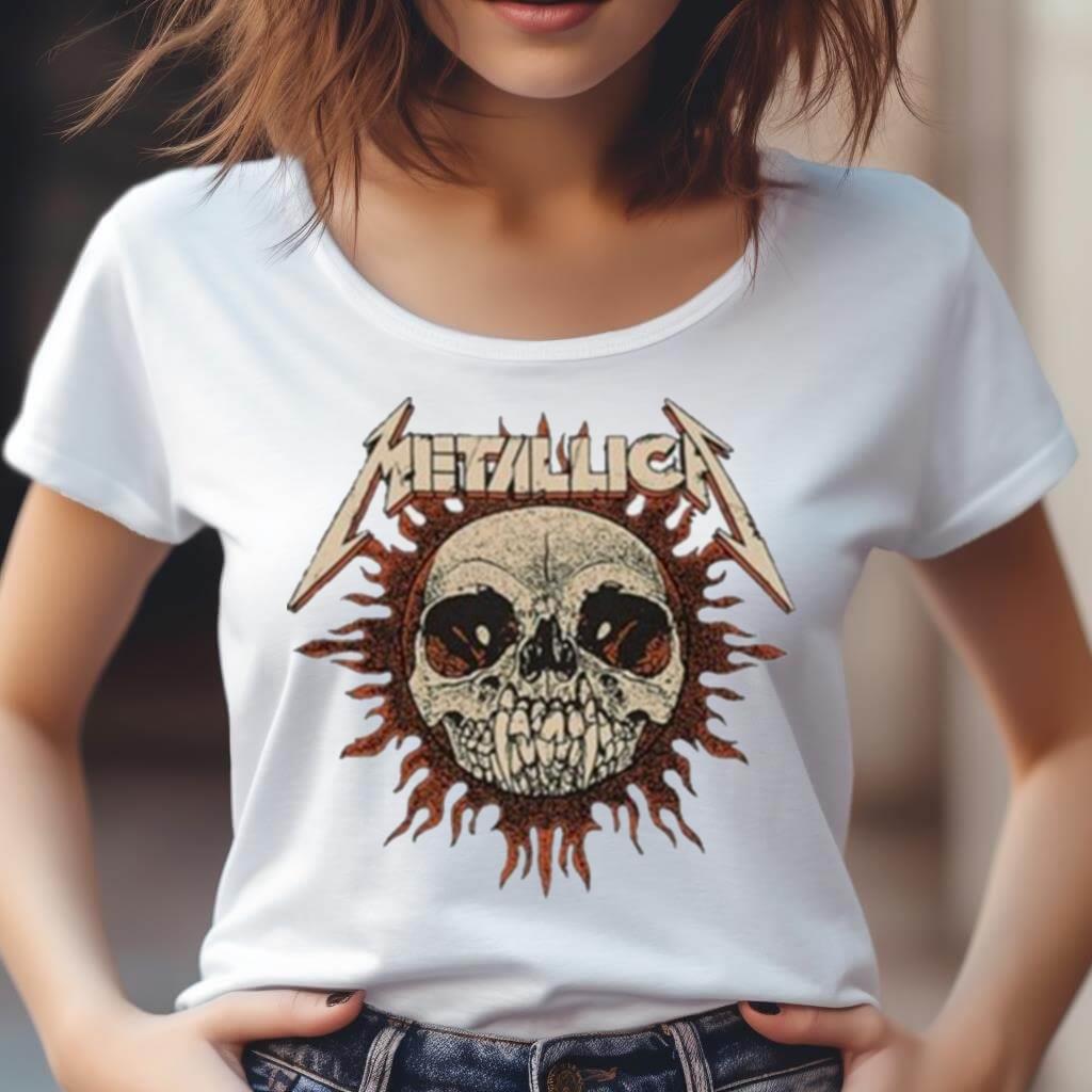 Metallica Flaming Sun Burnout T Shirt