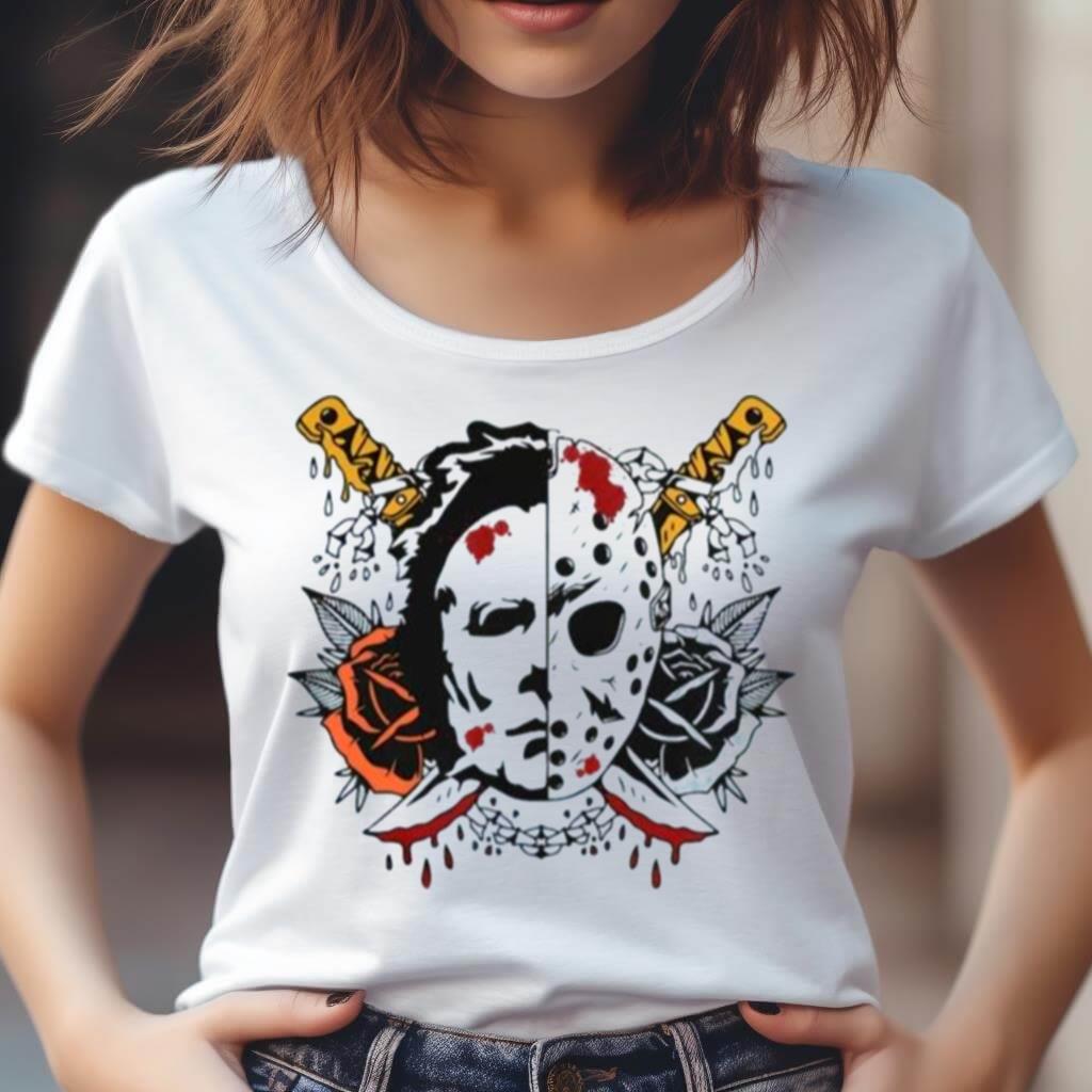 Michael Myers And Jason Voorhees Horror Ghost Mask Halloween 2023 T Shirt Michael Myers And Jason Voorhees Horror Ghost Mask Halloween 2023 T Shirt