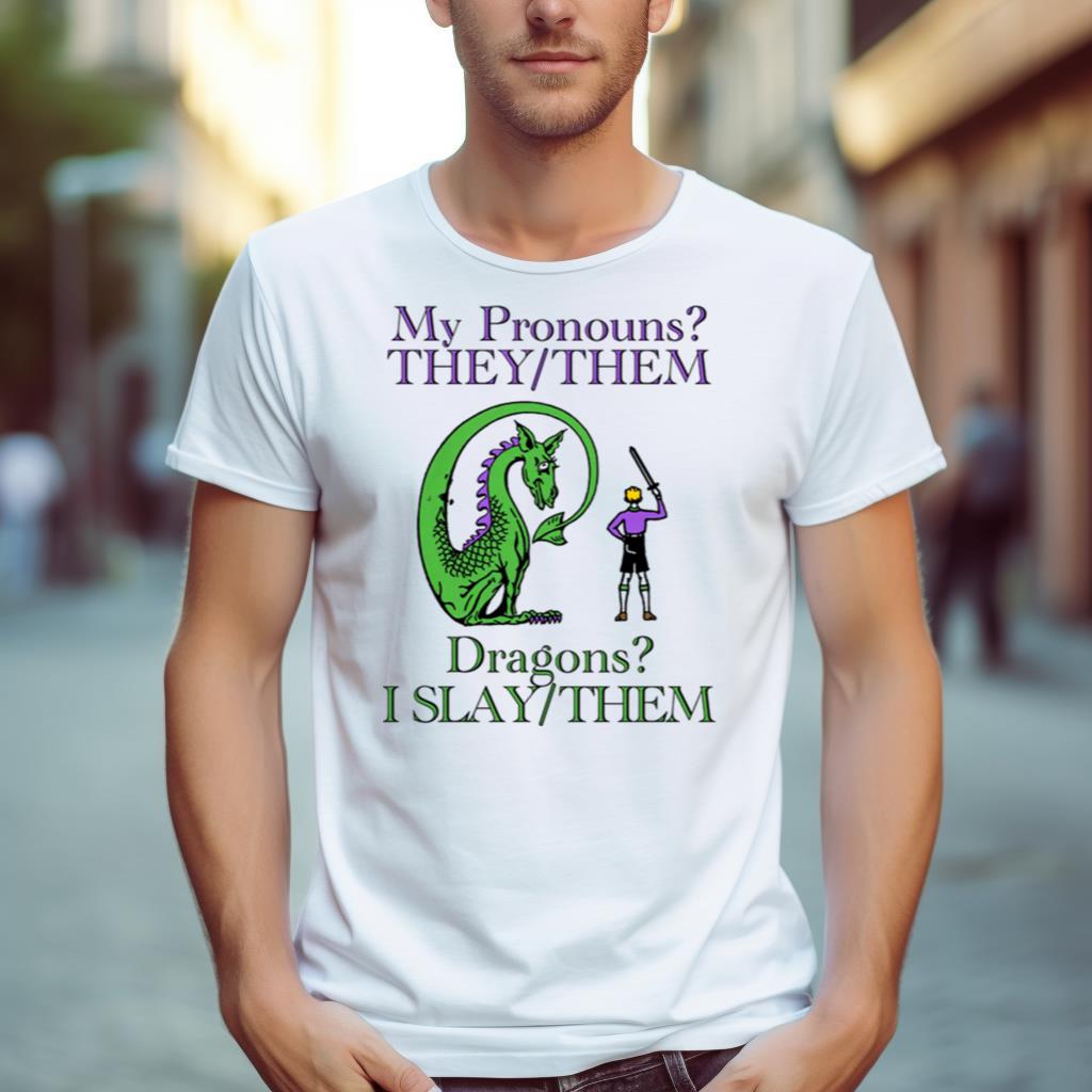 My Pronouns They Them Dragons I Slay Them Funny T Shirt