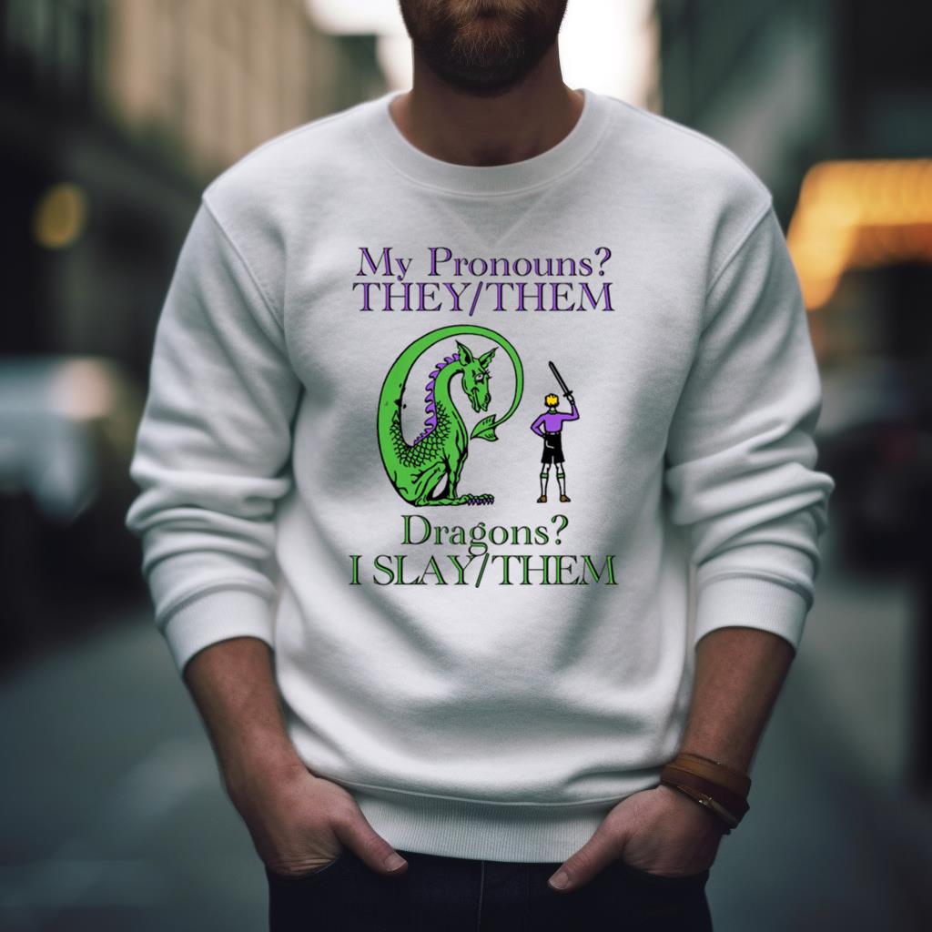 My Pronouns They Them Dragons I Slay Them Funny T Shirt