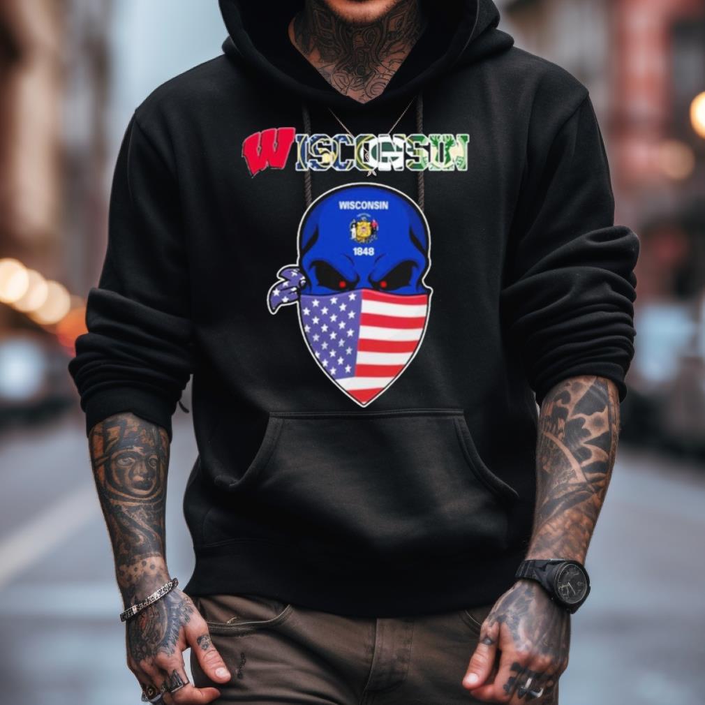 Official Wisconsin Sport Skull Wearing American Flag Mask Shirt Official Wisconsin Sport Skull Wearing American Flag Mask Shirt