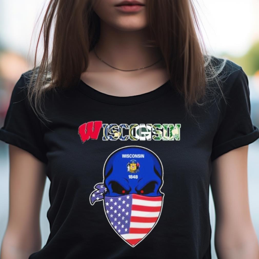 Official Wisconsin Sport Skull Wearing American Flag Mask Shirt Official Wisconsin Sport Skull Wearing American Flag Mask Shirt