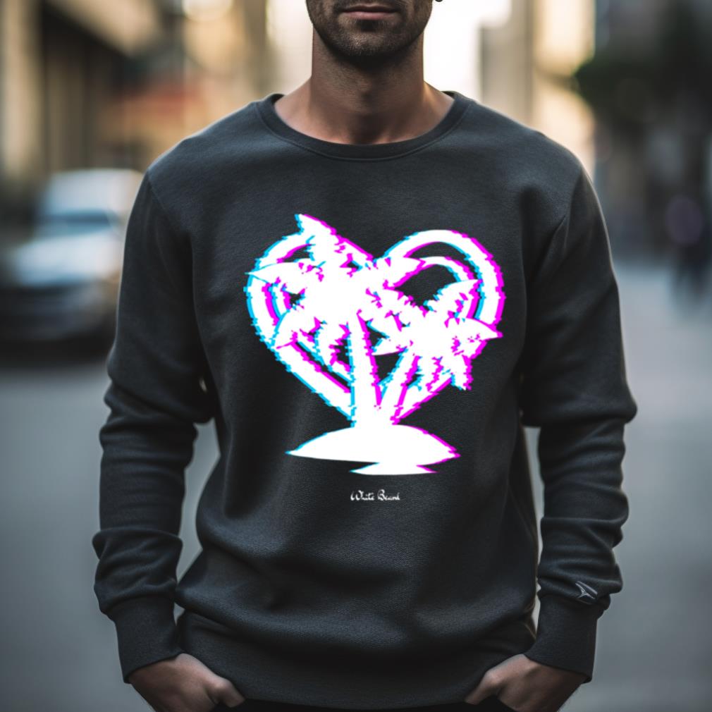 Palm Trees And Heartaesthetic Glitch Art Shirt