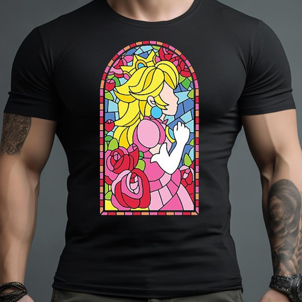 Princess Peach Stained Glass Window Super Mario Bros T Shirt