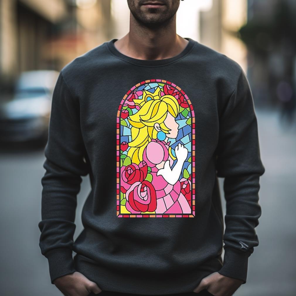 Princess Peach Stained Glass Window Super Mario Bros T Shirt