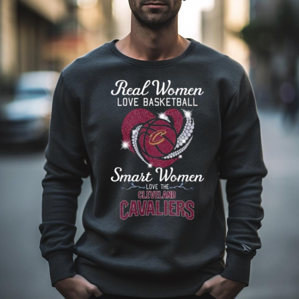Real Women Love Basketball Smart Women Love The Cleveland Cavaliers Heart Diamond 2023 Shirt
