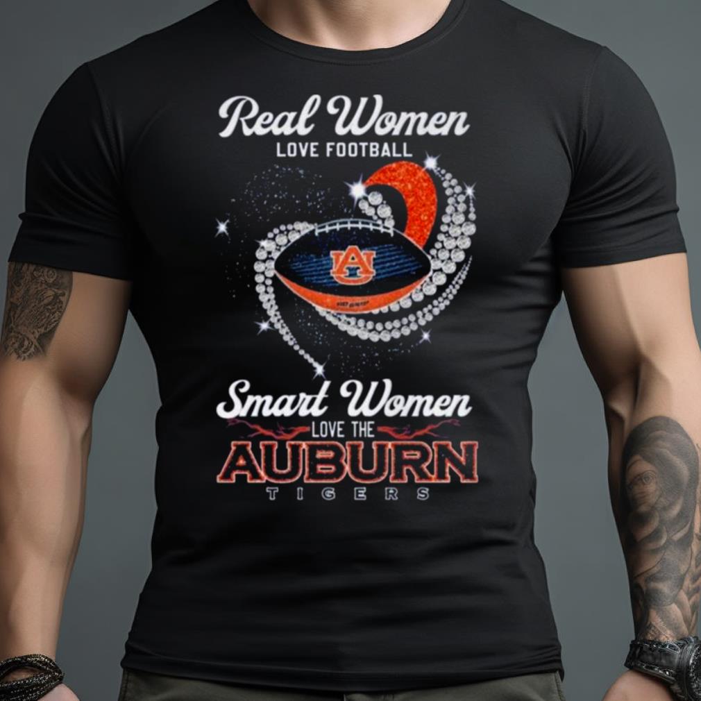 Real Women Love Football Smart Women Love The Auburn Tigers Heart Diamond 2023 Shirt