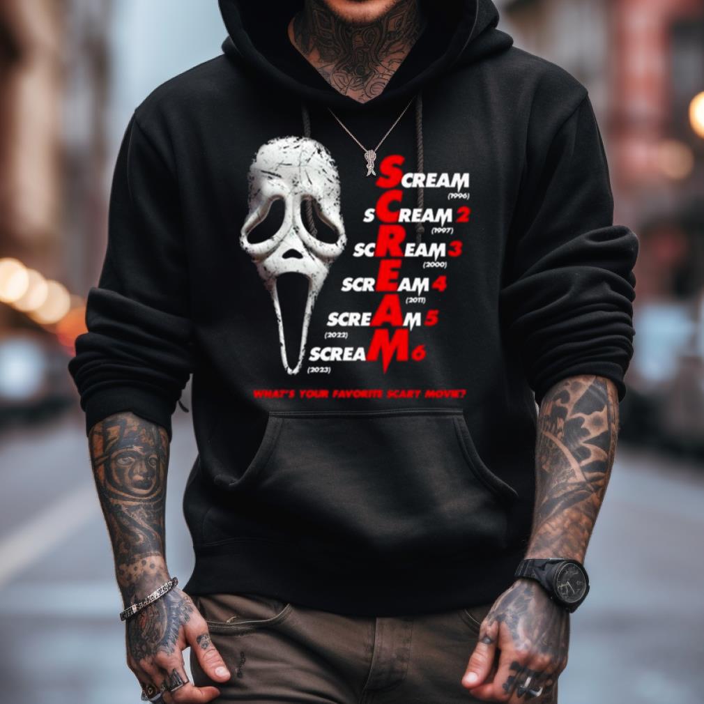 Scream Franchise What'S Your Favorite Scary Movie Halloween 2023 T Shirt Scream Franchise What'S Your Favorite Scary Movie Halloween 2023 T Shirt
