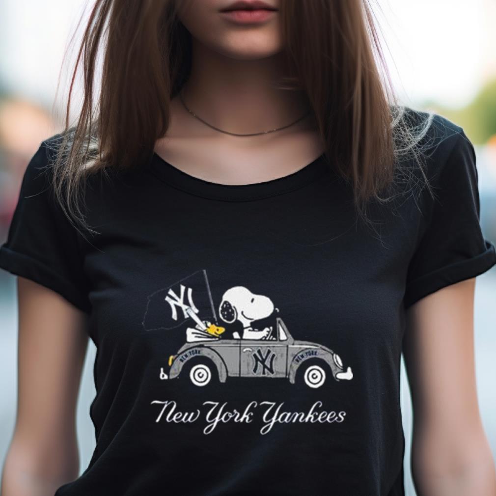 Snoopy Drives Car With New York Yankees Flag Shirt Snoopy Drives Car With New York Yankees Flag Shirt