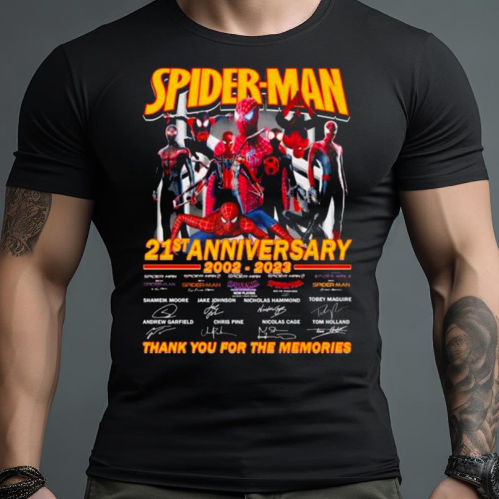 Spider Man 21St Anniversary 2002 2023 Thank You For The Memories Signatures Shirt