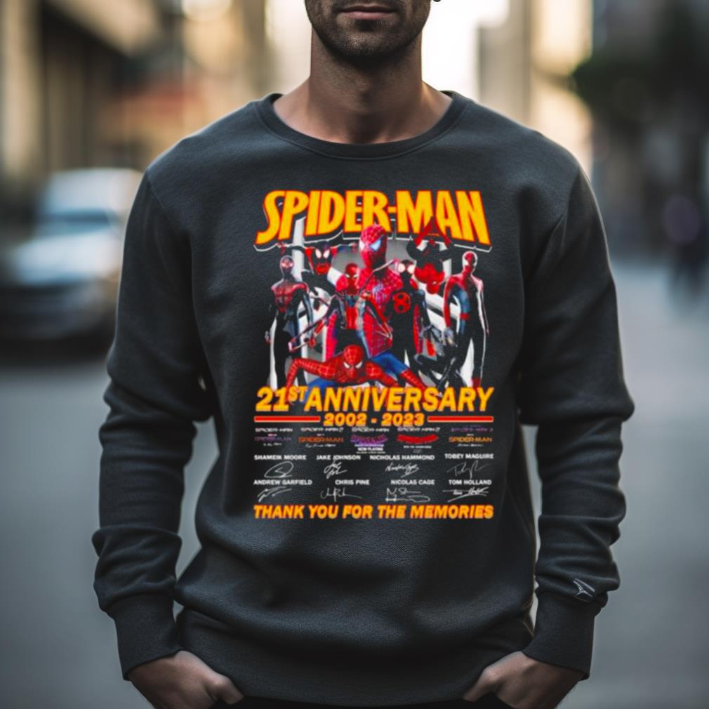 Spider Man 21St Anniversary 2002 2023 Thank You For The Memories Signatures Shirt