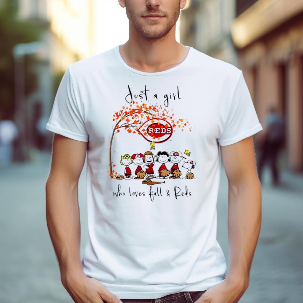 The Peanuts Just A Girl Who Loves Fall Cincinnati Reds Shirt