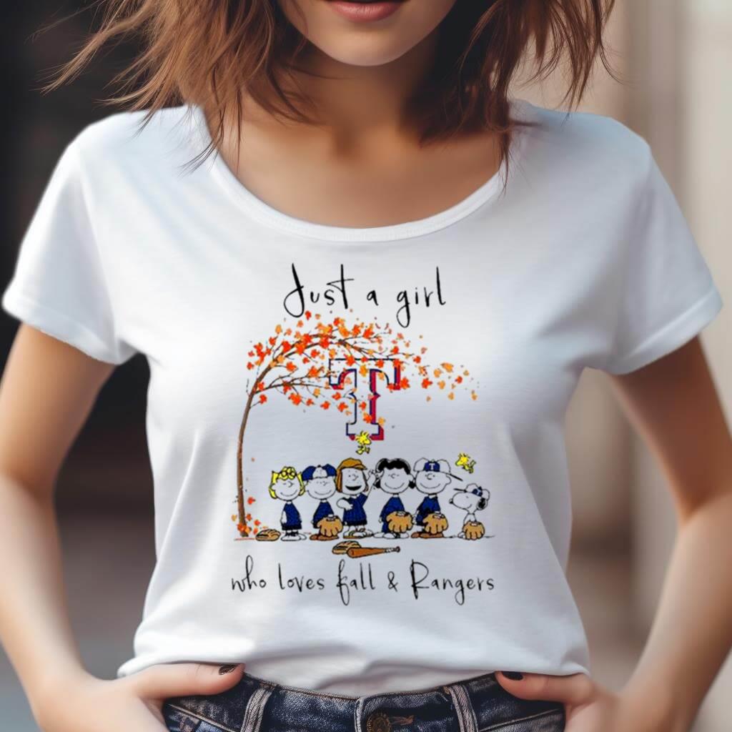 The Peanuts Just A Girl Who Loves Fall Texas Rangers Shirt The Peanuts Just A Girl Who Loves Fall Texas Rangers Shirt