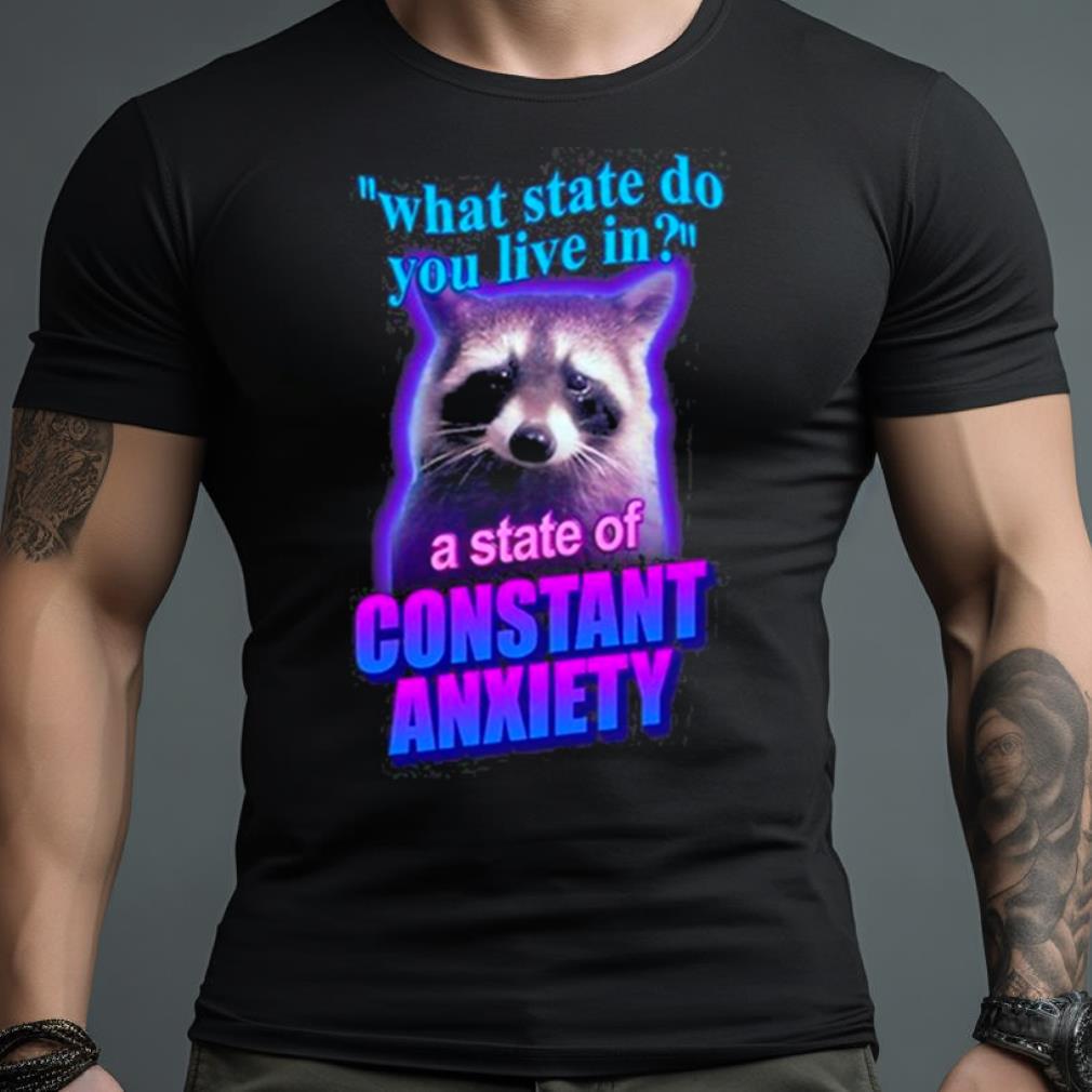 What State Do You Live In A State Of Constant Anxiety Raccoon Shirt