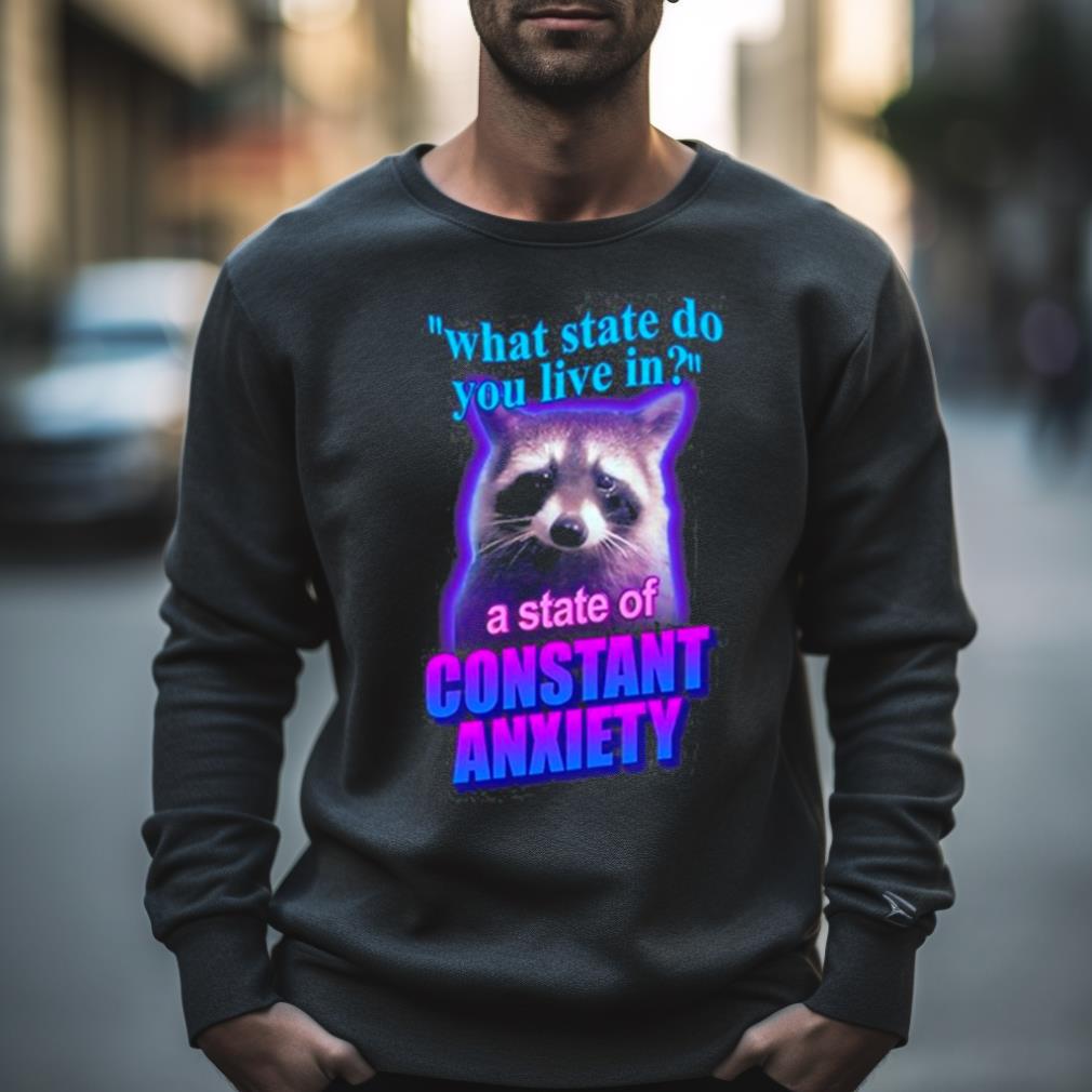 What State Do You Live In A State Of Constant Anxiety Raccoon Shirt
