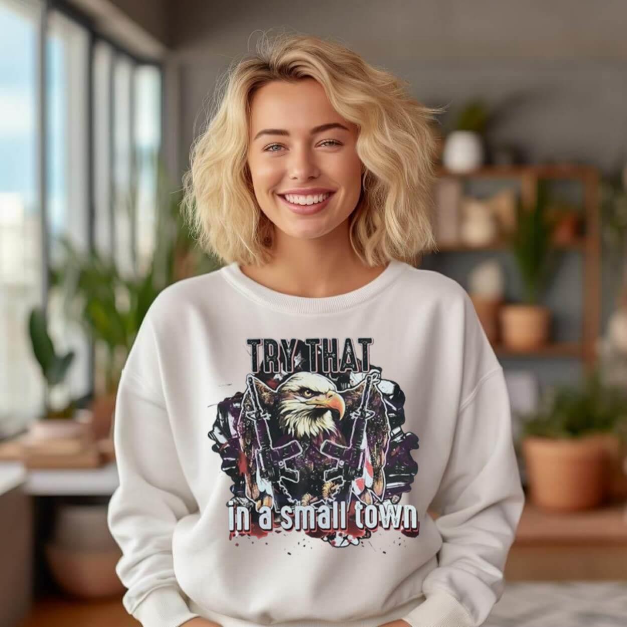2023 Try That In A Small Town Usa Military Country Music Eagle Gun Shirt