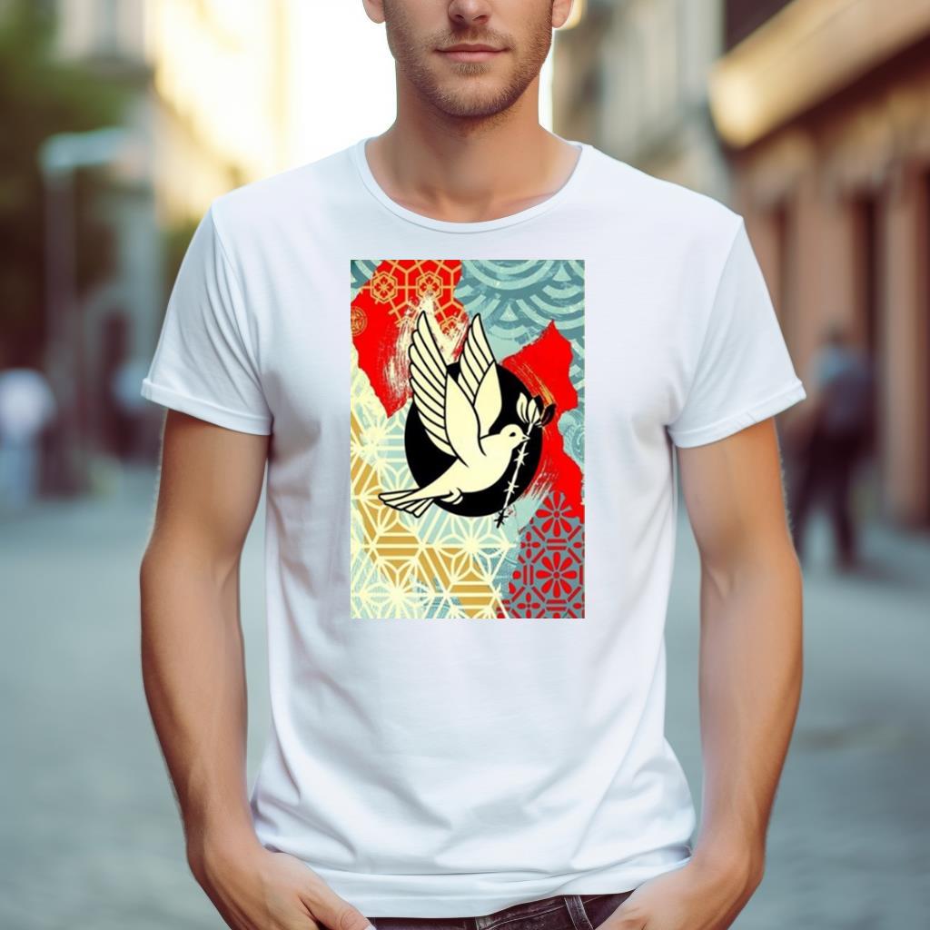 Barb Wire Dove Collage Poster Shirt