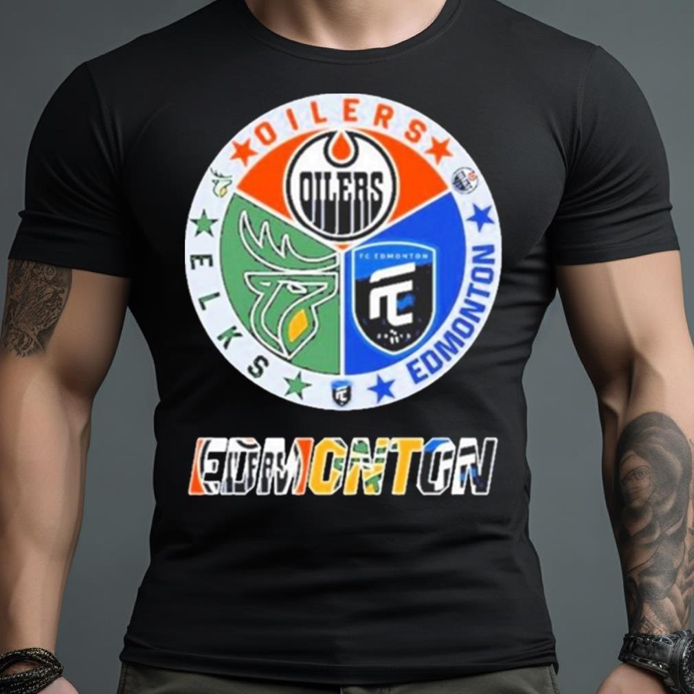 Edmonton Circle Logo Sport Teams Oilers Elks Shirt