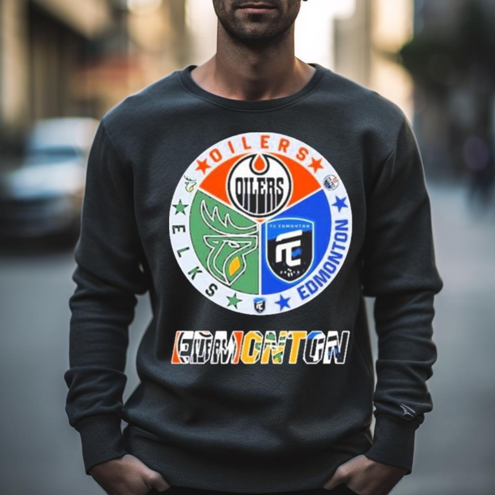 Edmonton Circle Logo Sport Teams Oilers Elks Shirt