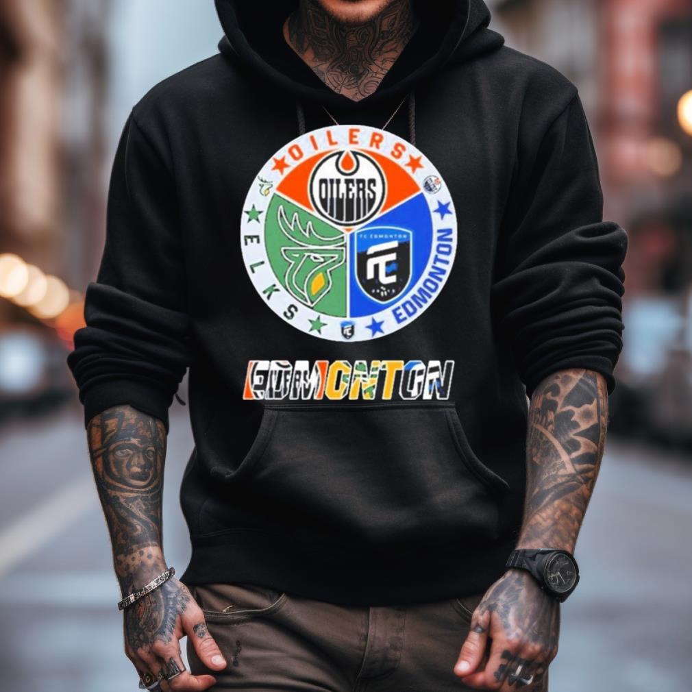 Edmonton Circle Logo Sport Teams Oilers Elks Shirt Edmonton Circle Logo Sport Teams Oilers Elks Shirt