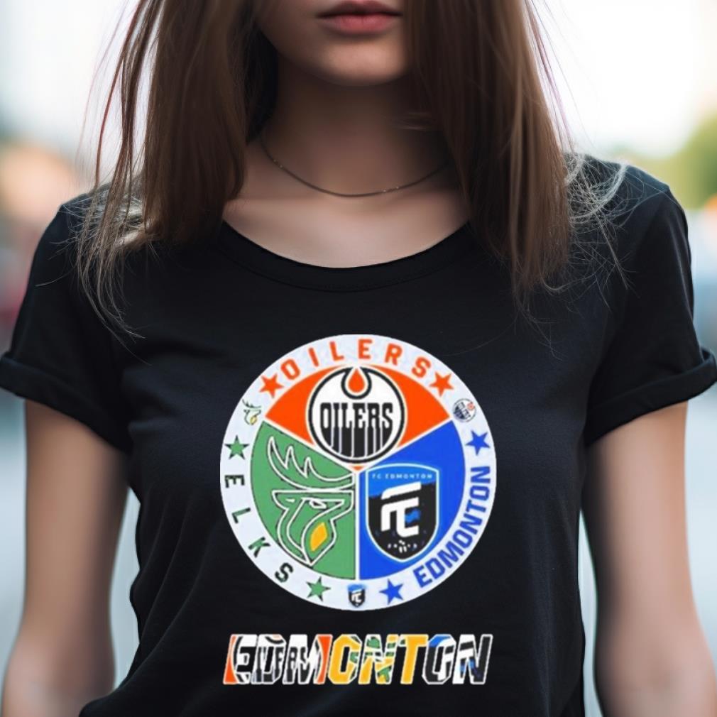 Edmonton Circle Logo Sport Teams Oilers Elks Shirt Edmonton Circle Logo Sport Teams Oilers Elks Shirt