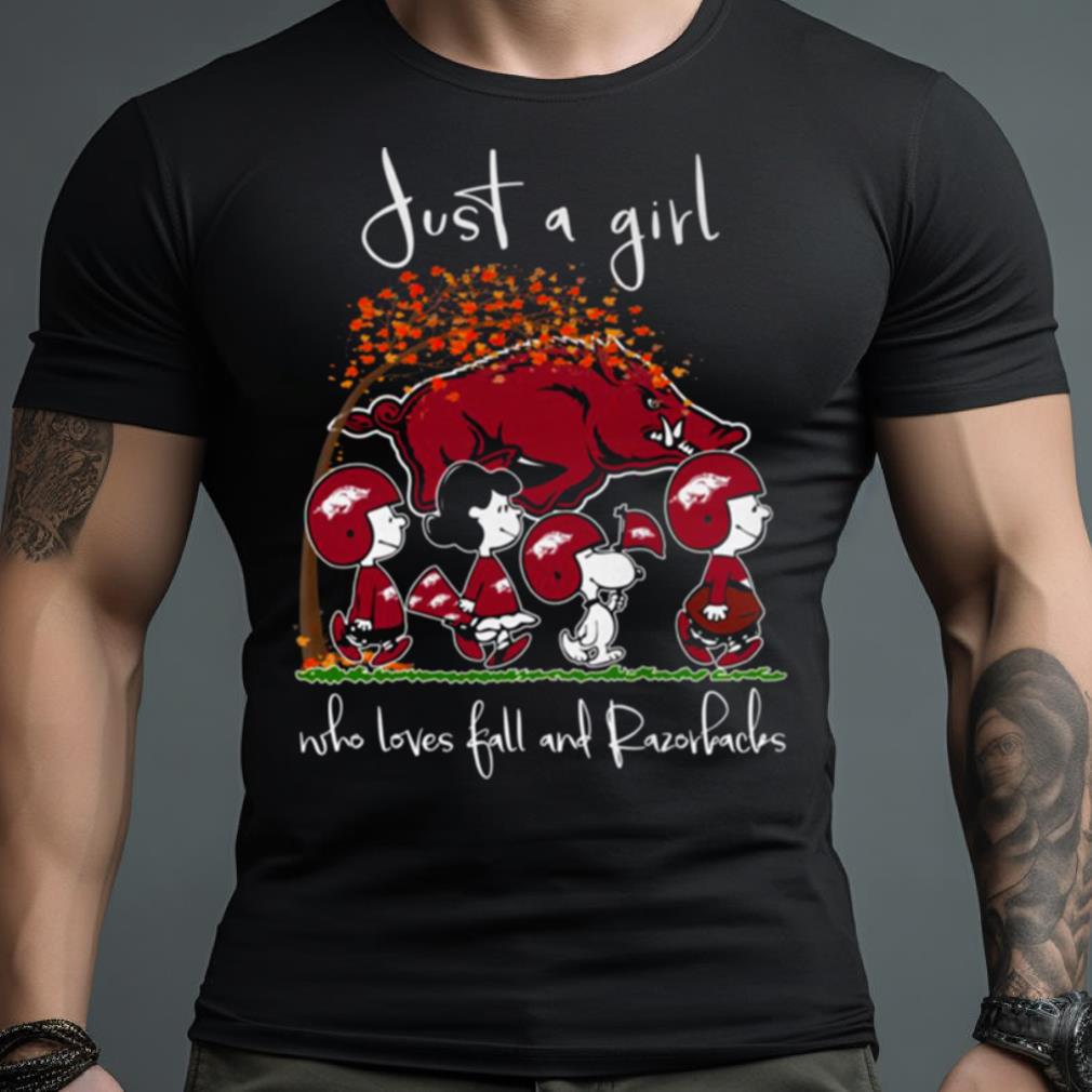 Just A Girl Who Loves Fall And Razorbacks T Shirt