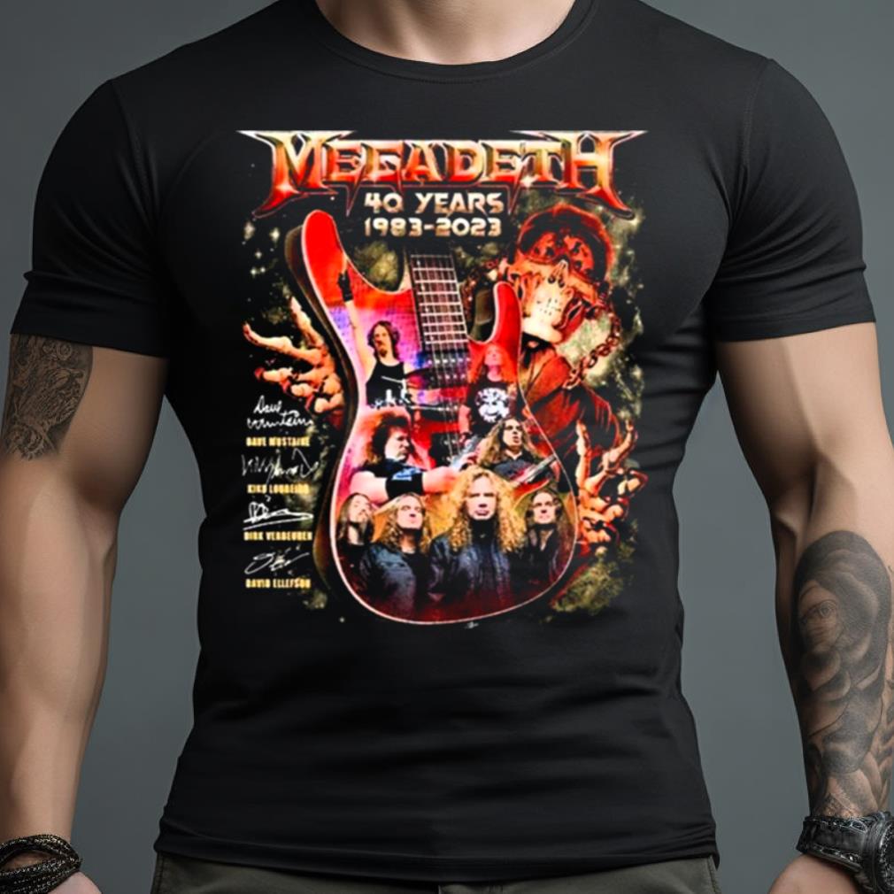 Megadeth Rock Music 40Th Anniversary 1983 2023 Signatures Guitar Shirt