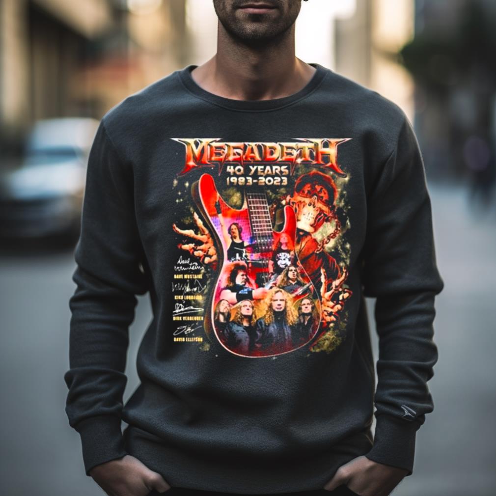 Megadeth Rock Music 40Th Anniversary 1983 2023 Signatures Guitar Shirt