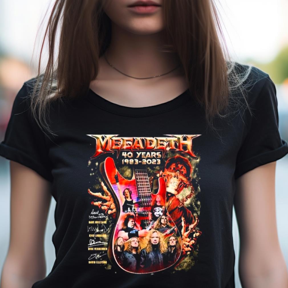 Megadeth Rock Music 40Th Anniversary 1983 2023 Signatures Guitar Shirt Megadeth Rock Music 40Th Anniversary 1983 2023 Signatures Guitar Shirt
