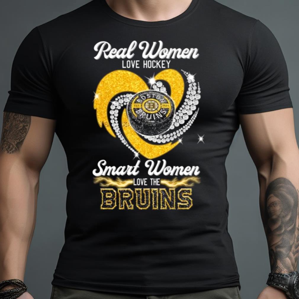 Real Women Love Hockey Smart Women Love The Boston Bruins Heart Diamond 2023 Shirt