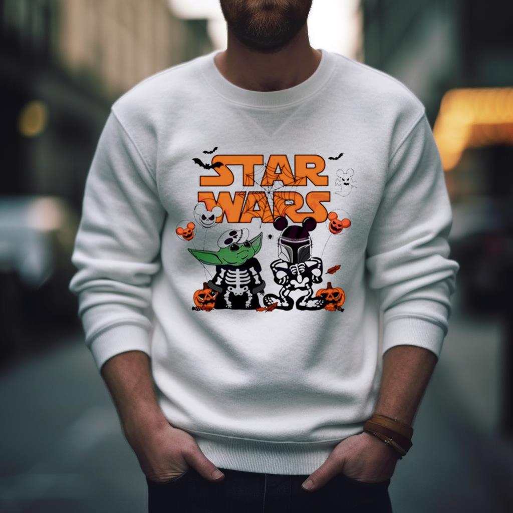 Star Wars Yoda And Boba Fett Skeleton Halloween Shirt