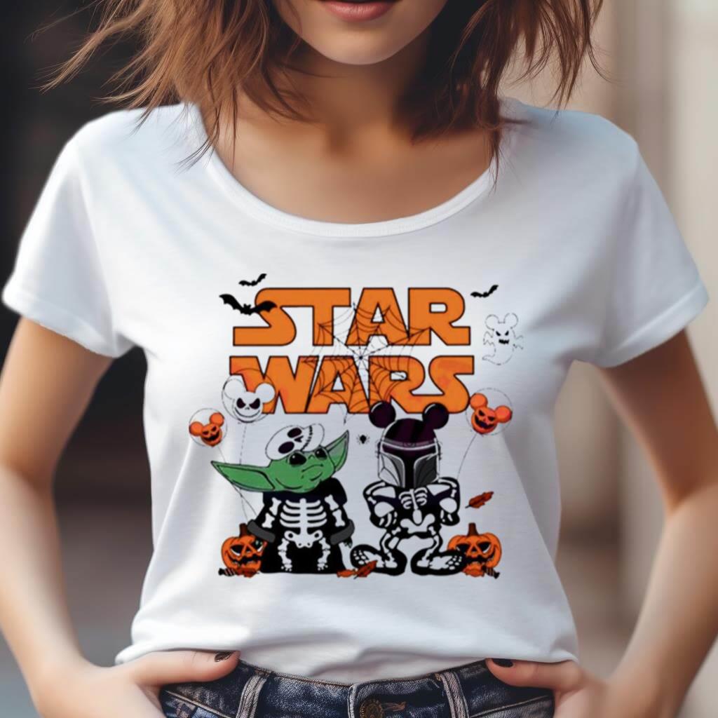 Star Wars Yoda And Boba Fett Skeleton Halloween Shirt Star Wars Yoda And Boba Fett Skeleton Halloween Shirt