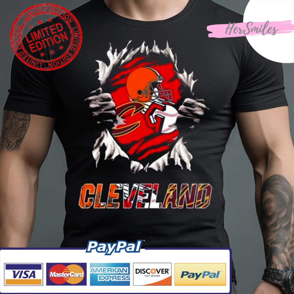 Cleveland Cavaliers Cleveland Guardians Cleveland Browns Ripping Tearing Through Logo Batman Shirt