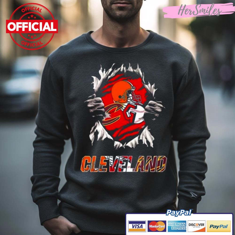 Cleveland Cavaliers Cleveland Guardians Cleveland Browns Ripping Tearing Through Logo Batman Shirt