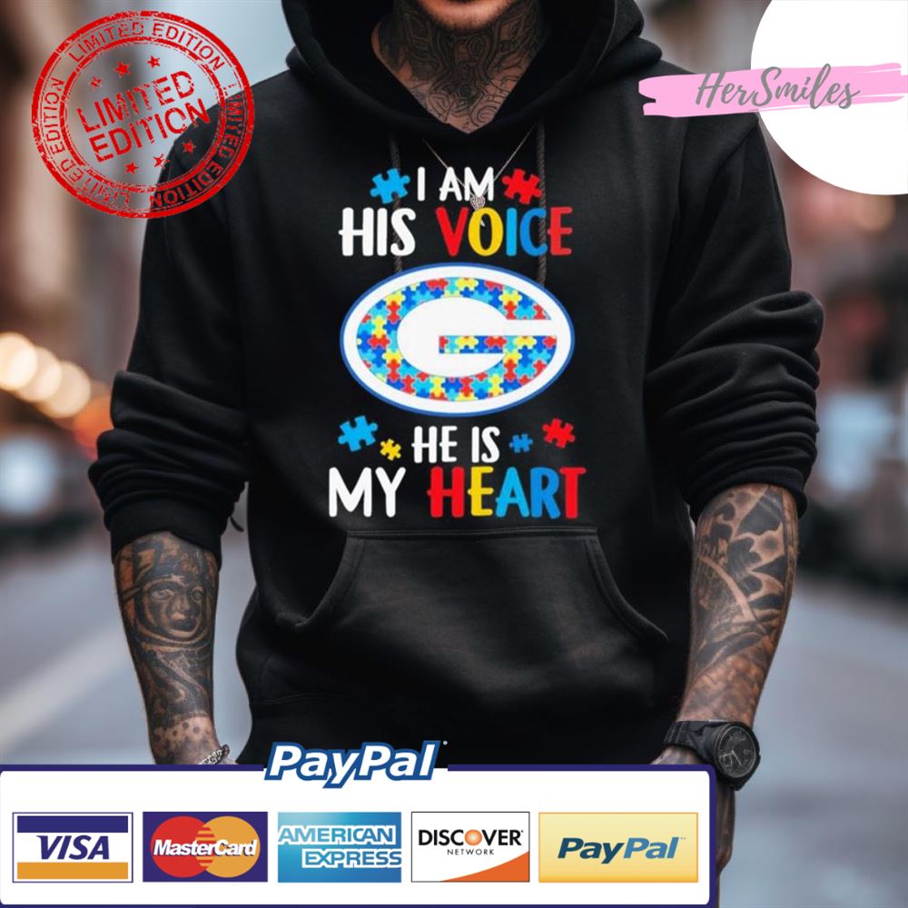 Green Bay Packers Autism Awareness I Am His Voice He Is My Heart 2023 Shirt Green Bay Packers Autism Awareness I Am His Voice He Is My Heart 2023 Shirt