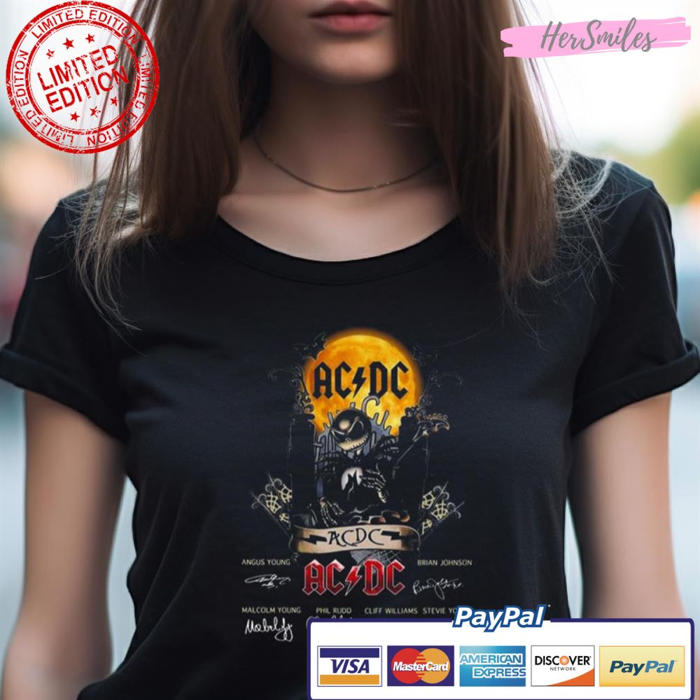 Jack Skellington Collab Ac Dc Signature Halloween Shirt Jack Skellington Collab Ac Dc Signature Halloween Shirt