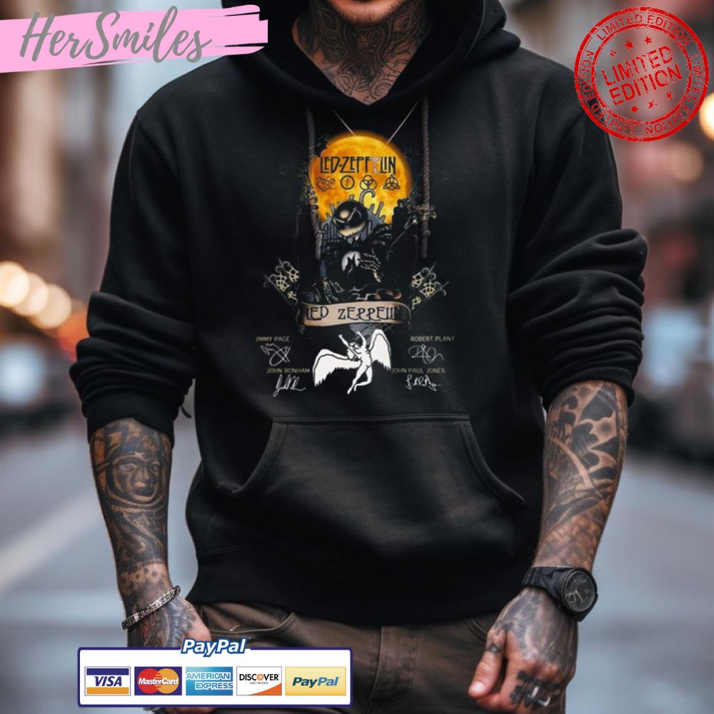 Jack Skellington Collab Led Zeppelin Signature Halloween Shirt Jack Skellington Collab Led Zeppelin Signature Halloween Shirt