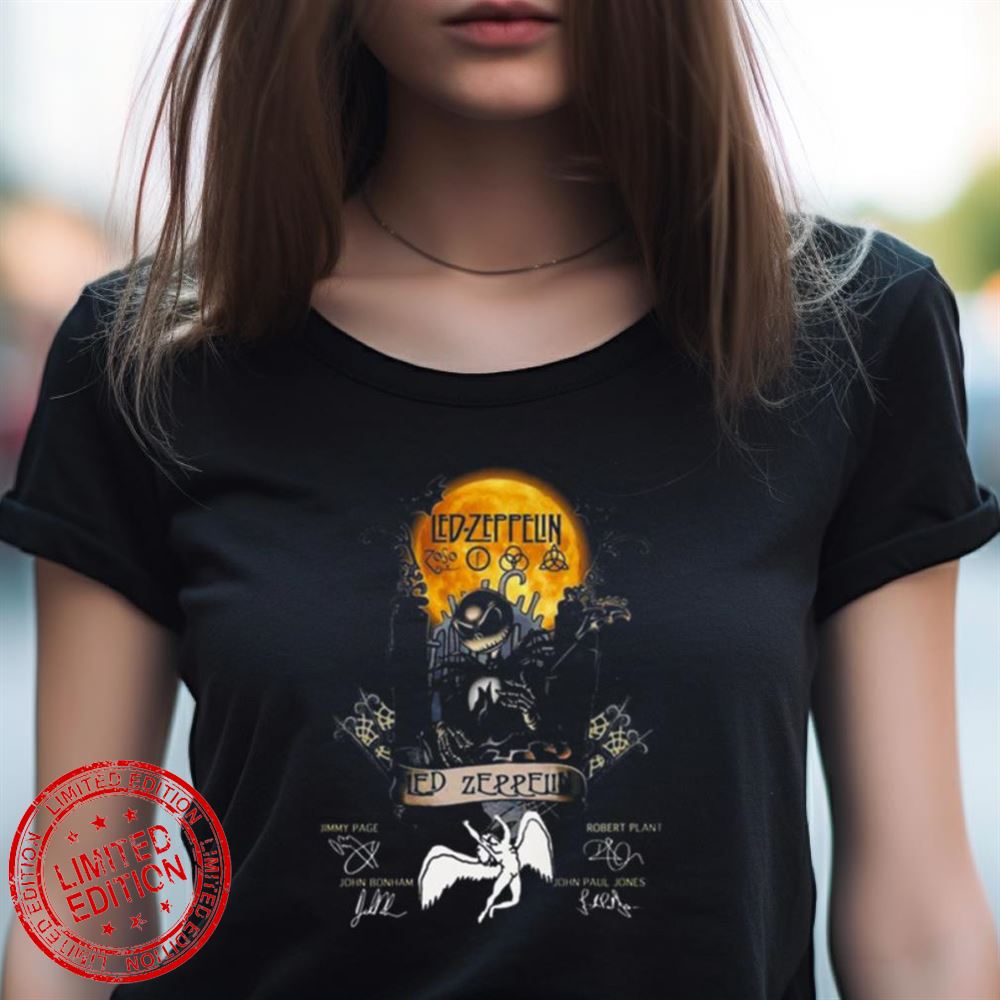 Jack Skellington Collab Led Zeppelin Signature Halloween Shirt Jack Skellington Collab Led Zeppelin Signature Halloween Shirt