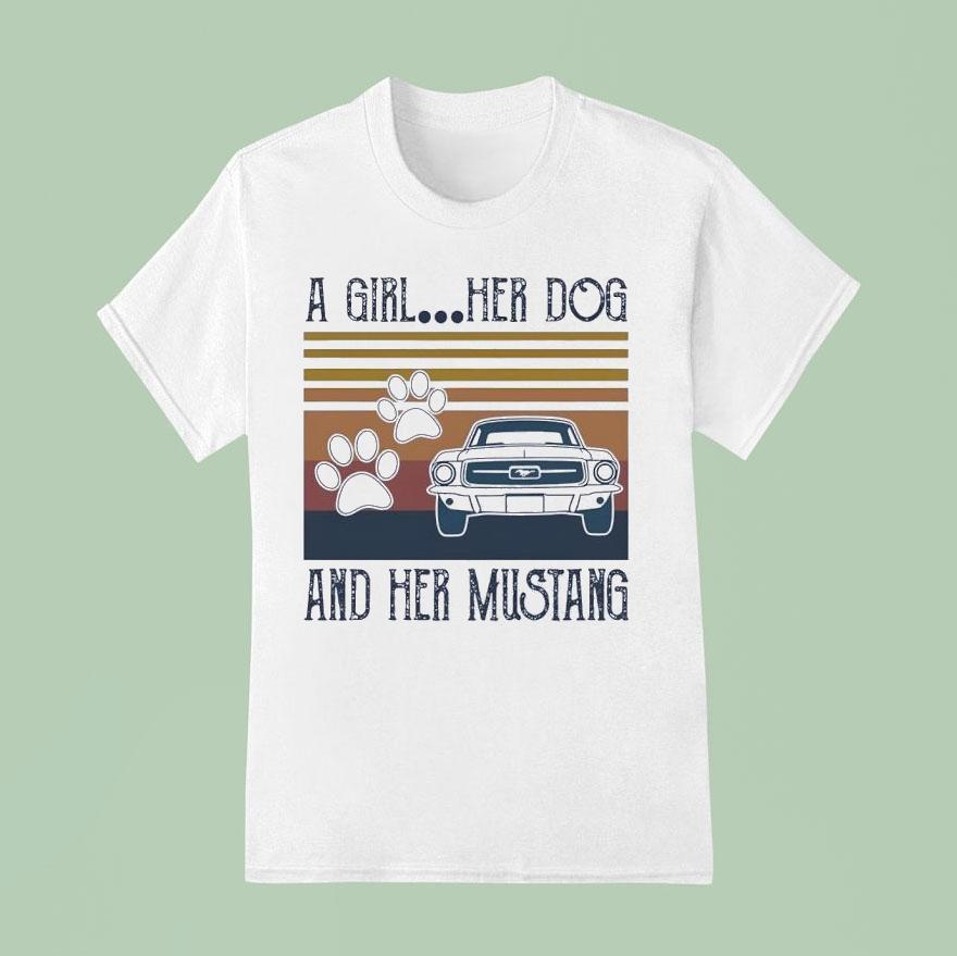 A Girl Her Dog And Her Mustang Vintage Shirt