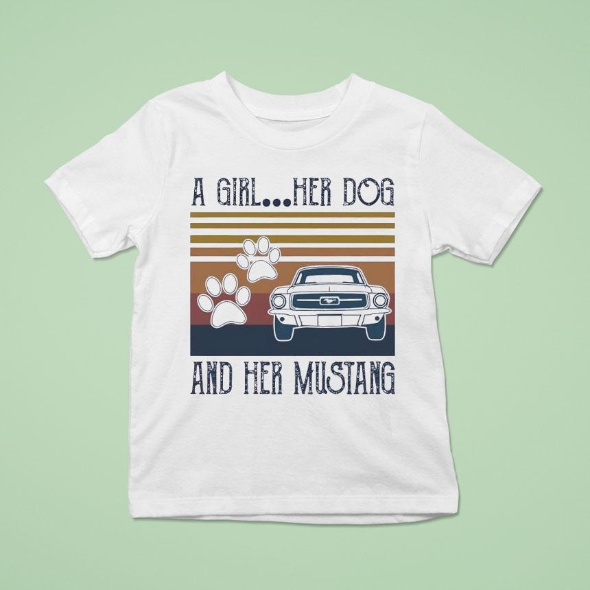 A Girl Her Dog And Her Mustang Vintage Shirt