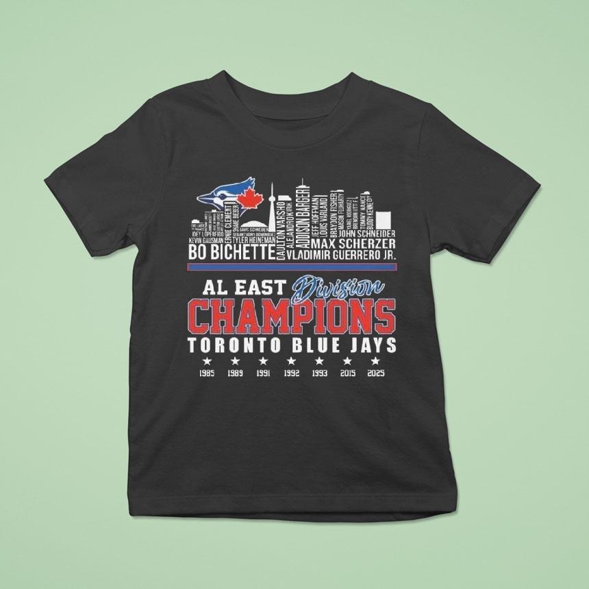 Al East Division Champions Toronto Blue Jays Skyline Names 1985-2025 Shirt