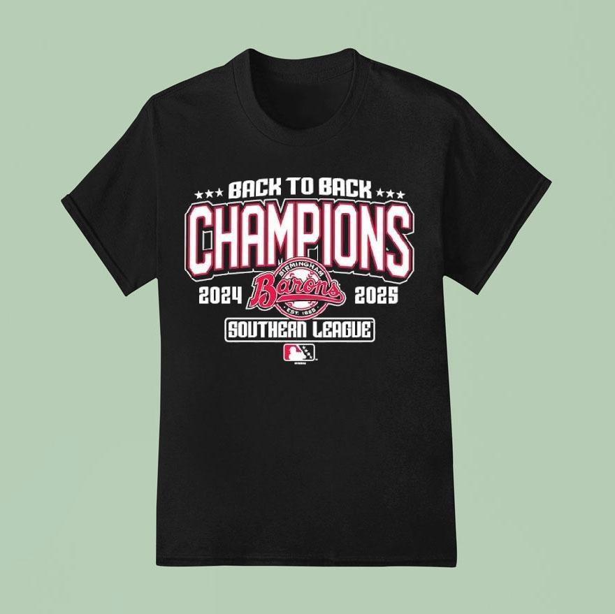 Back To Back Southern League Champions Birmingham Barons 2024 2025 Logo Shirt