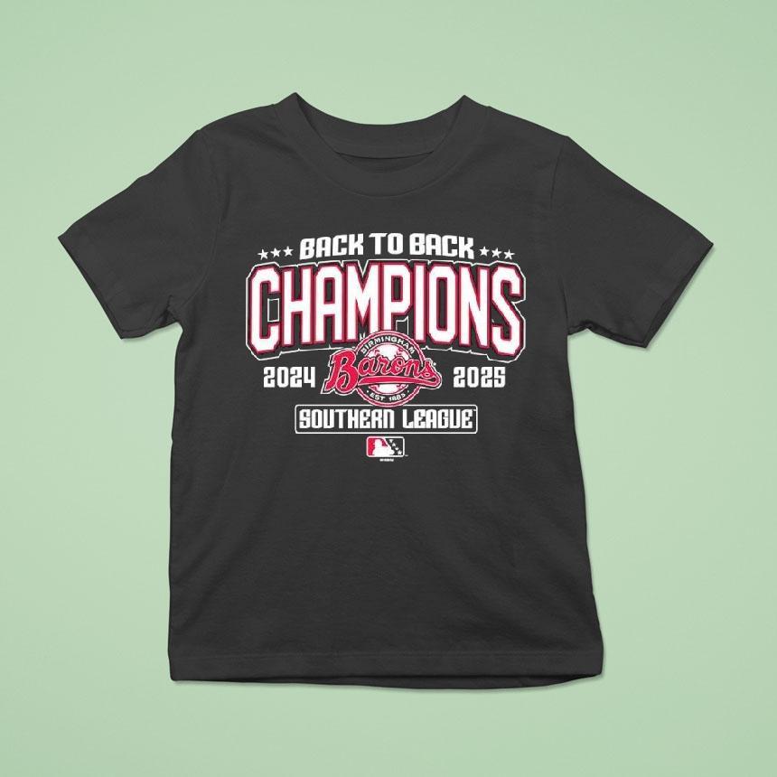 Back To Back Southern League Champions Birmingham Barons 2024 2025 Logo Shirt