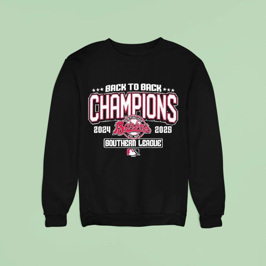 Back To Back Southern League Champions Birmingham Barons 2024 2025 Logo Shirt Back To Back Southern League Champions Birmingham Barons 2024 2025 Logo Shirt