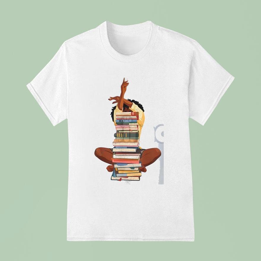 Black Woman And Books Stack Shirt