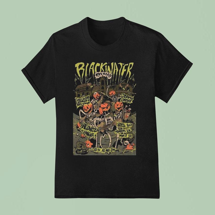 Blackwater Railroad Co Sheldon Community Arts Hangar On Oct 31 2025 Skeletons Shirt