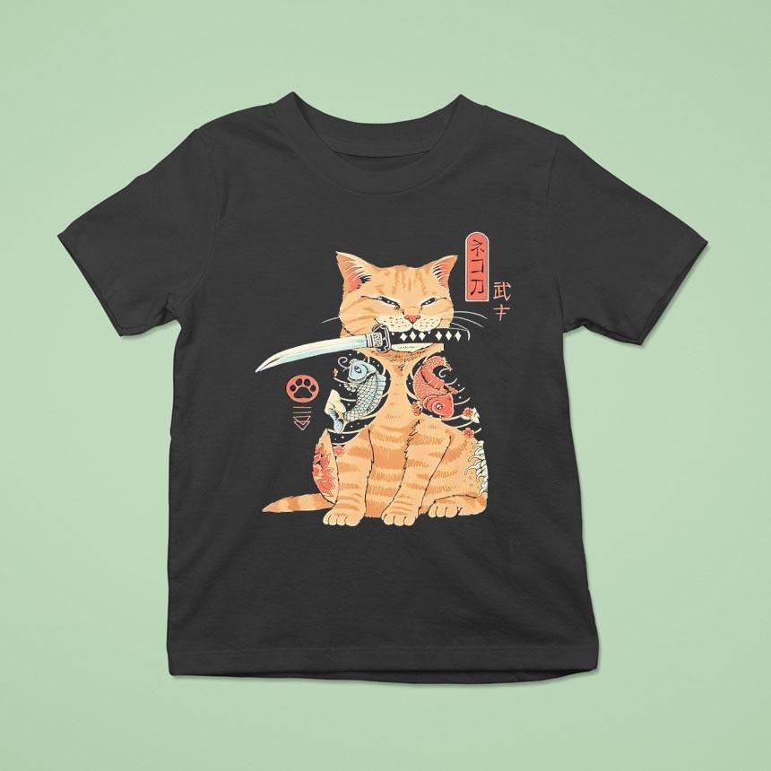 Cats Japanese Samurai Ninja Cat Kawaii Tattoo Shirt