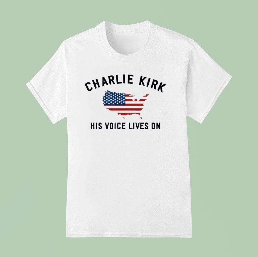 Charlie Kirk His Voice Lives On Printed Casual Shirt
