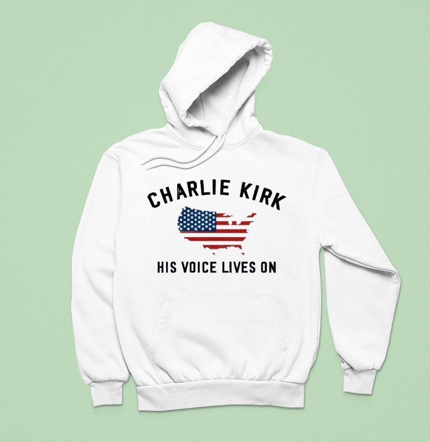 Charlie Kirk His Voice Lives On Printed Casual Shirt Charlie Kirk His Voice Lives On Printed Casual Shirt