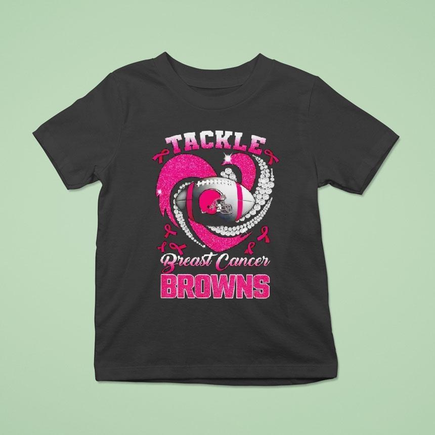 Cleveland Browns Breast Cancer Awareness Tackle Heart Shirt